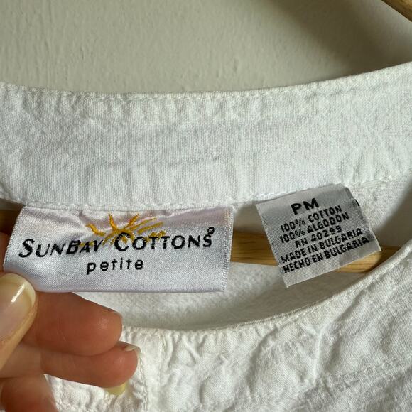 Sunbay Cottons Petite White Button-Front Cotton Top PM - Picture 4 of 5